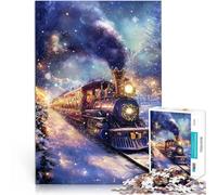 Puzzle da 1000 pezzi per adulti “Treno di Natale in inverno” Fatto di legno,Adatto a partire dai 14 anni Gioco impegnativo È ideale come regalo per tutta la famiglia。misurare:50x75cm