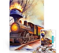 Puzzle da 1000 pezzi per adulti Treno locomotiva retrò per il giocattolo di sfida del gioco educativo Giocattoli per la decorazione della casa 75x50cm