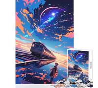 Puzzle da 1000 pezzi per adulti Treno sotto un cielo cosmico Giocattoli fai da te Ottimi regali e giocattoli Gioco impossibile Interessante riduzione dello stress Dimensioni 50x75cm