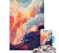 Puzzle da 1000 pezzi per adulti treno tra le montagne gioco rilassante giocattolo educativo ottimo regalo per donne (dimensioni 38x26cm)