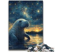 Puzzle da 1000 pezzi per adulti Tricheco sotto le stelle Gioco educativo per famiglie Decorazione murale Regali unici per compleanno e Natale 38x26cm