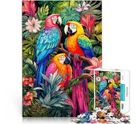 Puzzle da 1000 pezzi per adulti Trio di pappagalli tropicali Gioco intellettuale giocattolo perché è ideale come regalo per tutta la famiglia 52x38cm