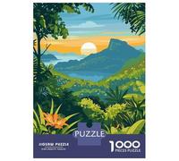 Puzzle Da 1000 Pezzi Per Adulti Tropical Landscape with Mountain And Sunset Puzzle Per Adulti Giochi Rilassanti Vacanza A Casa Passatempo Attività Divertenti A Casa 70x50cm/1000pcs