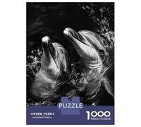 Puzzle Da 1000 Pezzi Per Adulti Two Dolphins in Water Black And White Photo Puzzle Per Adulti Gioco Rompicapo Antistress Regali Unici Per Compleanno E Natale 38x26cm/1000pcs
