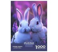 Puzzle Da 1000 Pezzi Per Adulti Two White Rabbits in Flowers Puzzle Per Adolescenti Giocattolo Decorazione Da Parete Regalo Di Compleanno Regali Unici Per Compleanno E Natale 38x26cm/1000pcs