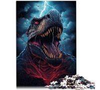Puzzle da 1000 pezzi per adulti Tyrannosaurus Rex circondato da una tempesta interessante puzzle per ridurre lo stress 26 x 38 cm regalo di compleanno