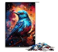 Puzzle da 1000 pezzi per adulti uccellino azzurro e fiori esotici e colorati giochi rilassanti per famiglie antistress sfida difficile 75x50 cm.