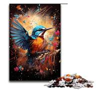 Puzzle da 1000 pezzi per adulti uccellino azzurro e fiori esotici e colorati idee regalo per stimolare l'intelletto e l'apprendimento 75x50 cm