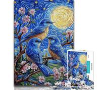 Puzzle da 1000 pezzi per adulti, uccellino azzurro sull'albero, per gioco educativo, collezione di artisti, belle arti, 50x75cm