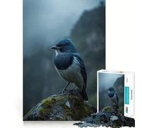 Puzzle da 1000 pezzi per adulti Uccellino blu tra le montagne nebbiose,gioco a incastro,idea regalo per stimolare la mente,momento di relax,divertimento per il compleanno 50x75cm