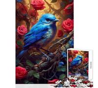 Puzzle da 1000 pezzi per adulti uccello blu rosa rossa decorazione per la casa giocattoli regali per donne e uomini gioco impossibile con poster abbinato e foglio di quiz dimensioni 38x52cm