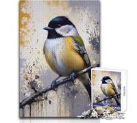 Puzzle da 1000 pezzi per adulti, uccello cincia, dipinto ad acquerello su un ramo, ideale per rilassarsi nel tempo libero, taglio netto, senza cuciture, giocattolo ad incastro, dimensioni 50x75cm