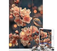 Puzzle da 1000 pezzi per adulti uccello su ramo di ciliegio in fiore trittico giocattolo decorazione da parete opera d'arte regalo gioco pratico migliora l'amore tra coppie dimensioni 38x52cm