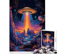 Puzzle da 1000 pezzi per adulti UFO astronave sulla collina puzzle da 1000 pezzi giochi per famiglie ottimo regalo per gli amanti dei giochi decorazione per la casa (38x26cm)