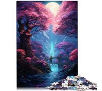 Puzzle da 1000 pezzi per adulti. Un bellissimo dipinto di foresta rosa giocattolo educativo per alleviare lo stress. Puzzle 50 x 75 cm tutta la famiglia.
