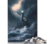 Puzzle da 1000 pezzi per adulti Un faro nella tempesta V2 Puzzle quadrati, per adulti e adolescenti, puzzle di carta Decorazione artistica per la casa 38x26 cm/1000 pezzi