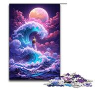 Puzzle da 1000 pezzi per adulti Un faro tra le onde puzzle per bambini puzzle in legno gioco educativo per adulti 1000 pezzi (75x50 cm)