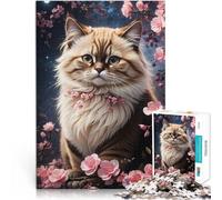 Puzzle da 1000 pezzi per adulti Un gattino curioso in rosa Fatto di legno da 14 anni in su Giochi rilassanti Migliorare l'amore tra le coppie misurare：50x75cm