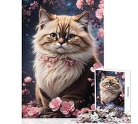Puzzle da 1000 pezzi per adulti Un gattino curioso in rosa Giocattolo educativo Regalo per compleanni Giochi rilassanti Ogni pezzo è unico - Dimensioni 38x52cm