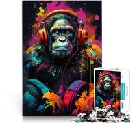 Puzzle da 1000 pezzi per adulti. Un gorilla con cuffie come regalo puzzle 26 x 38 cm. Promuove l'amore tra coppie per bambini dai 14 anni in su