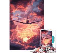 Puzzle da 1000 pezzi per adulti: un jet che solca i cieli al tramonto Puzzle per adulti gioco pratico di assemblaggio ideale come regalo di compleanno o per occasioni speciali (dimensioni 38x52cm)