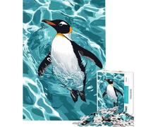 Puzzle da 1000 pezzi per adulti un pinguino che nuota in acqua blu Gioco educativo stimolante e divertente ideale come regalo Dimensioni 38x26cm