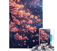 Puzzle da 1000 pezzi per adulti un ramo di ciliegio in fiore con petali rosa tenui che cadono Difficile e stimolante migliora la memoria antistress Adatto a partire dai 14 anni (38x26cm)