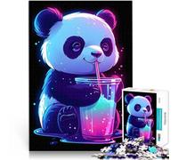 Puzzle da 1000 pezzi per adulti Un simpatico panda sorseggia una bevanda Gara di velocità delle mani perché è ideale come regalo per tutta la famiglia 75x50cm