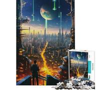 Puzzle da 1000 pezzi per adulti "Un uomo che osserva una bellissima città" Gioco di puzzle interattivo genitore-figlio (Dimensioni 38x52cm)