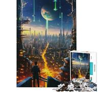 Puzzle da 1000 pezzi per adulti "Un uomo guarda una bellissima città" Puzzle per adulti Gioco pratico Decorazione murale Sfida educativa (Dimensioni 50x75cm)