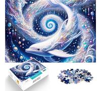 Puzzle da 1000 pezzi per adulti Una balena bianca bizzarra in una galassia Sfida difficile Migliorare l'amore tra le coppie 52x38cm