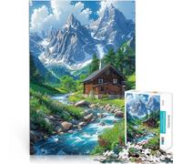 Puzzle da 1000 pezzi per adulti, una città tra le montagne innevate dei cartoni animati, regalo di compleanno, adatto per e ragazzi a partire dai 14 anni, 26 x 38 cm