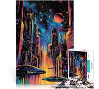 Puzzle da 1000 pezzi per adulti Una notte al neon in città Gioco intellettuale giocattolo Ogni pezzo è unico - Gioco divertente e stimolante per tutta la famiglia 75x50cm