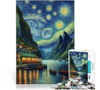 Puzzle da 1000 pezzi per adulti Una piccola città sotto le stelle di notte Taglio di precisione perché è ideale come regalo per tutta la famiglia 52x38cm