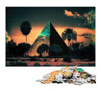 Puzzle da 1000 pezzi per adulti Una piramide nella sabbia al neon puzzle in legno giocattolo educativo per l'apprendimento (dimensioni 75x50 cm)