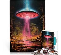 Puzzle da 1000 pezzi per adulti Una ragazza e il suo UFO Difficile da completare ma divertente e umoristico Migliorare la memoria 38x26cm