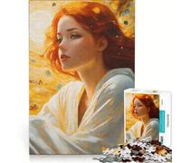 Puzzle da 1000 pezzi per adulti: una rossa su uno sfondo dorato vorticoso Gioco educativo difficile e stimolante collezione d'artista belle arti 38x26cm