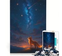 Puzzle da 1000 pezzi per adulti: una volpe che osserva il cielo notturno, gioco educativo, difficile e stimolante, ideale come regalo 38x52cm
