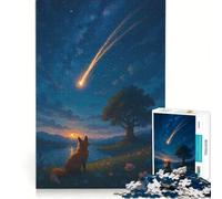 Puzzle da 1000 pezzi per adulti: una volpe che osserva una stella cadente, gioco educativo, difficile e stimolante, gioco unico e avvincente 38x26cm