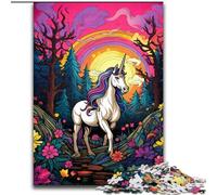 Puzzle da 1000 pezzi per adulti, unicorni colorati, puzzle in legno, regalo di Natale per adolescenti, antistress, fantastico per la famiglia (dimensioni 50x75cm)