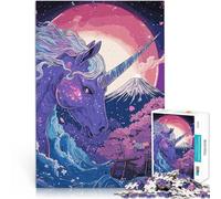 Puzzle da 1000 pezzi per adulti Unicorno Cosmico e Monte Fuji Per il divertimento in famiglia Gioco educativo per compleanno e Natale 70x100cm