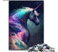Puzzle da 1000 pezzi per adulti Unicorno dello spazio cosmico in legno,regalo per uomini e donne,attività coinvolgente per la serata di gioco,50x75cm,per tutti i giorni e per occasioni speciali