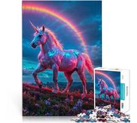 Puzzle da 1000 pezzi per adulti Unicorno magico con arcobaleno Giocattoli di gioco impegnativi Adatto per la decorazione del desktop 75x50cm