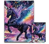 Puzzle da 1000 pezzi per adulti, unicorno nero, puzzle in legno, giochi, giocattoli, regalo, compleanno unico e regali per bambini dai 14 anni in su, 50x75cm