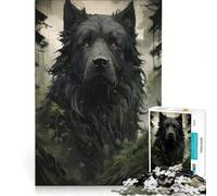 Puzzle da 1000 pezzi per adulti: Uomo-cane nero nella foresta oscura, gioco rompicapo, divertente antistress, per rafforzare l'amore tra le coppie 38x26cm