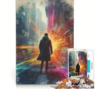 Puzzle da 1000 pezzi per adulti "Uomo che affronta un futuro luminoso" gioco interattivo gara di velocità manuale con pezzi a incastro di forma casuale 50x75cm