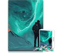 Puzzle da 1000 pezzi per adulti, uomo che osserva l'aurora boreale, accogliente e rilassante, giocattolo da gioco con taglio di precisione avanzato, dimensioni 38x52cm