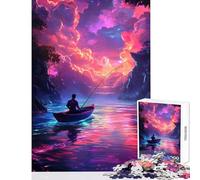 Puzzle da 1000 pezzi per adulti Uomo che pesca in un paesaggio da sogno Giocattoli antistress Regalo di compleanno Gioco rompicapo Migliora l'amore tra coppie Dimensioni 38x26cm