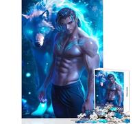 Puzzle da 1000 pezzi per adulti Uomo con una volpe Giocattoli antistress Ottimo regalo Giochi rilassanti Migliorare l'amore tra coppie Dimensioni 38x52cm