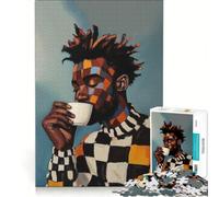 Puzzle da 1000 pezzi per adulti, uomo di colore amante del caffè, gioco rompicapo, assemblaggio di modelli, per migliorare l'amore tra le coppie 38x26cm